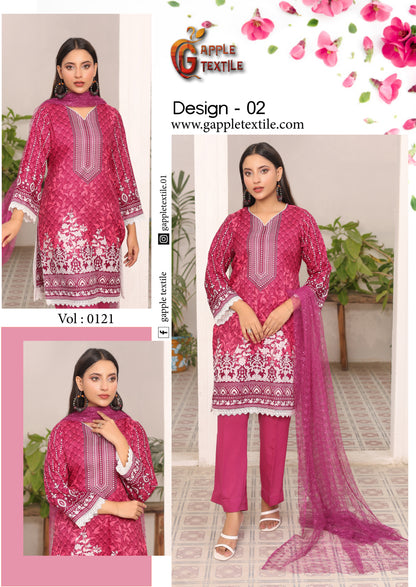 Pack Of 8 Three Piece Unstitched Digital Printed Suits Volume-121