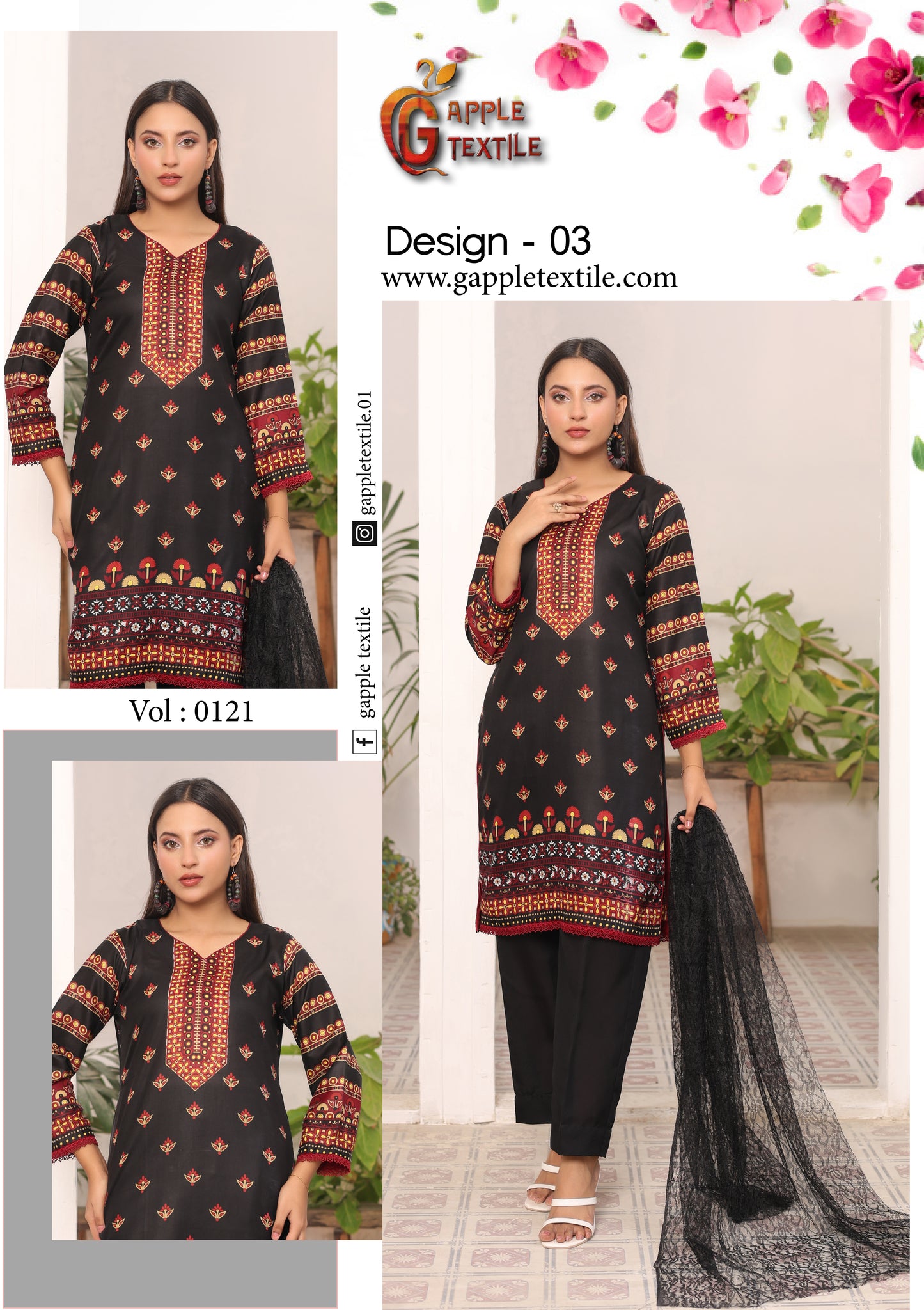 Pack Of 8 Three Piece Unstitched Digital Printed Suits Volume-121