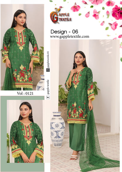 Pack Of 8 Three Piece Unstitched Digital Printed Suits Volume-121