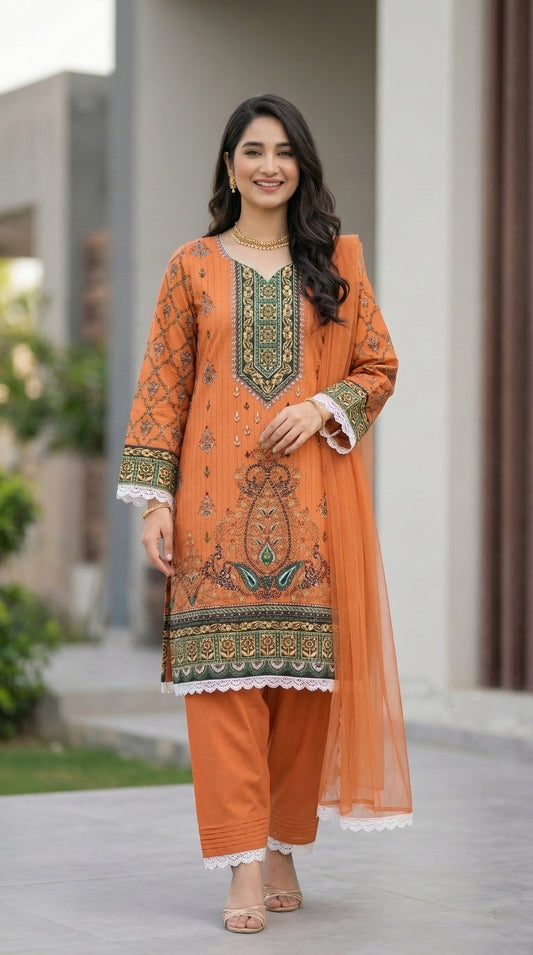 Pack Of 8 Three Piece Unstitched Digital Printed Suits - Volume 122