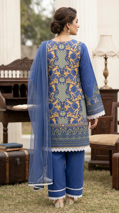 Royal Lavender Paisley – 3pc Digital Printed Malai Lawn